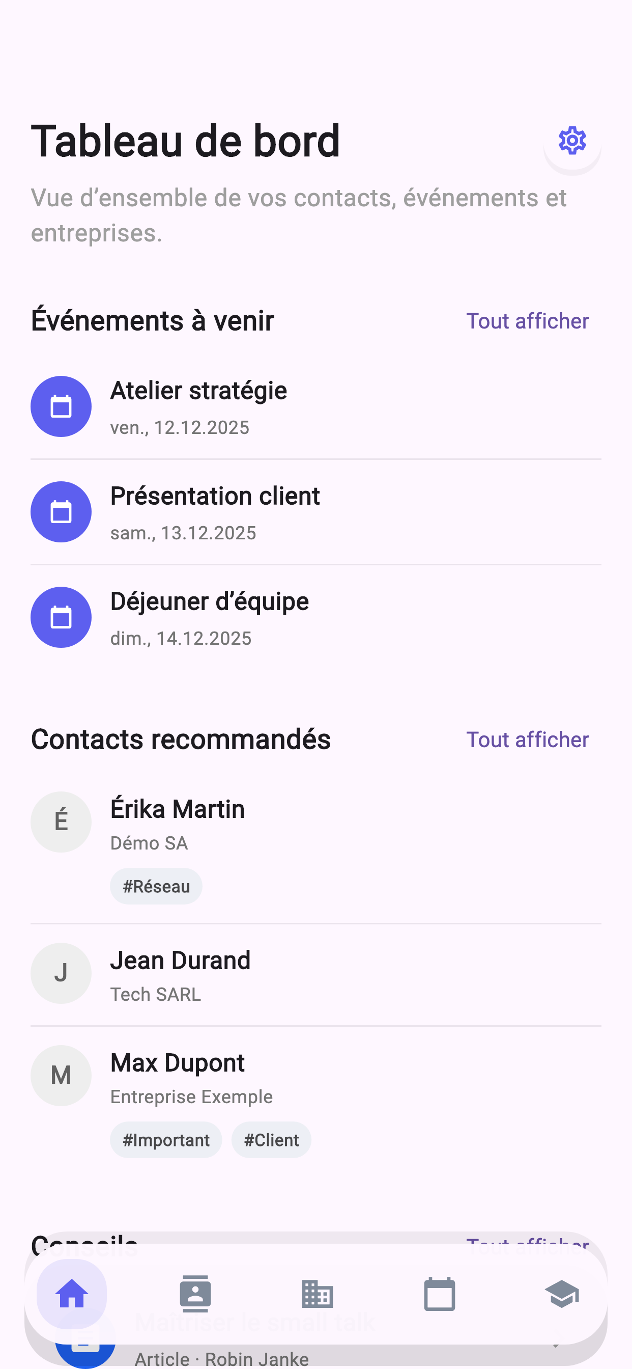 Capture d'écran de l'application Metori