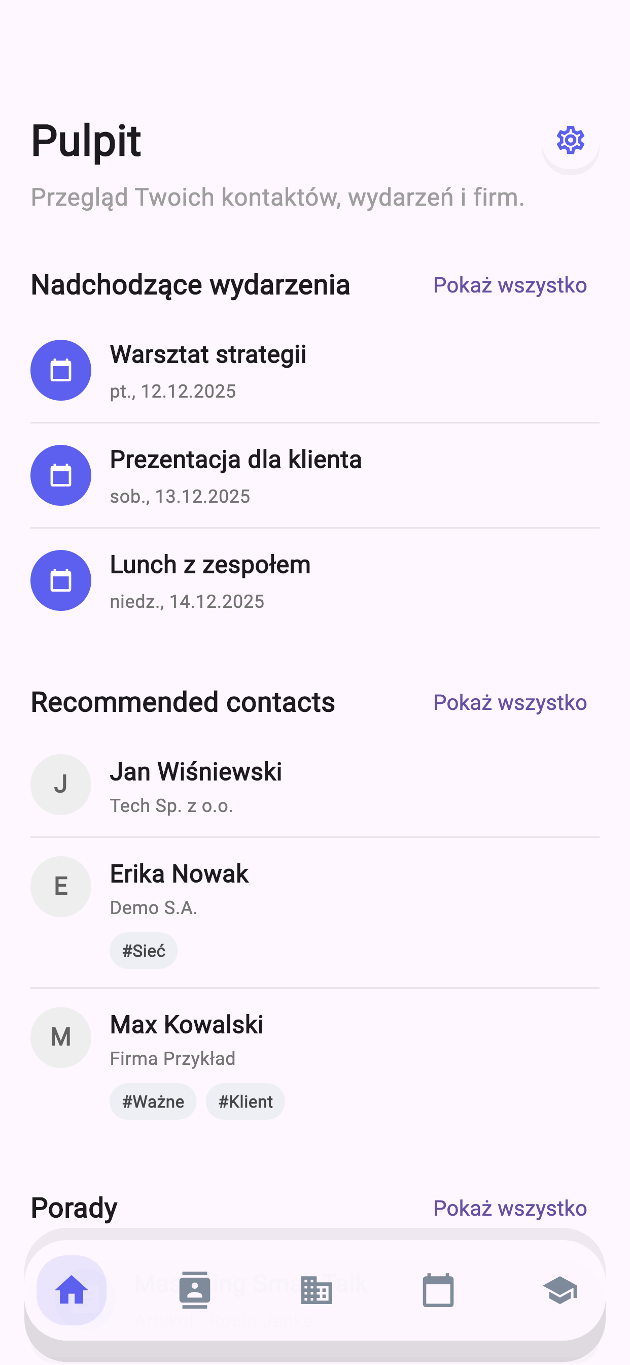 Zrzut ekranu aplikacji Metori